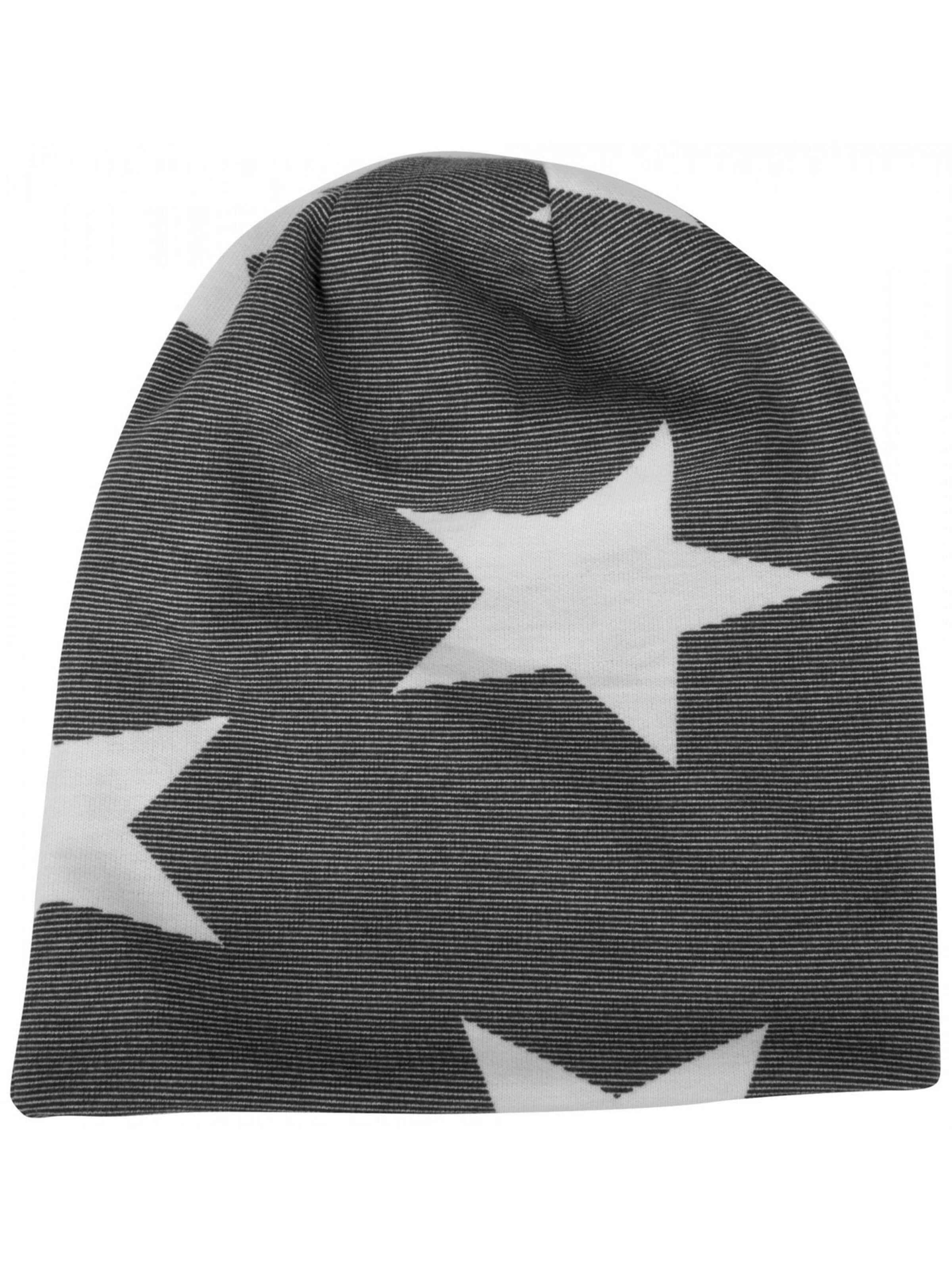 styleBREAKER Beanie 'Feinstrick Beanie mit Sterne, Streifen Muster' in Black