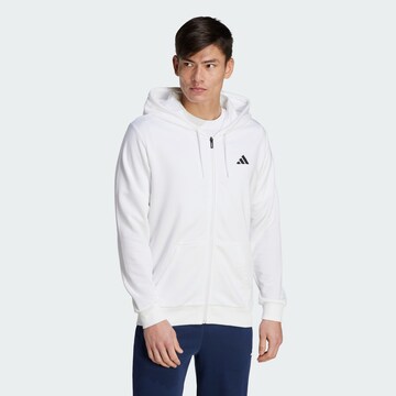 ADIDAS PERFORMANCE Athletic Zip-Up Hoodie in White: front