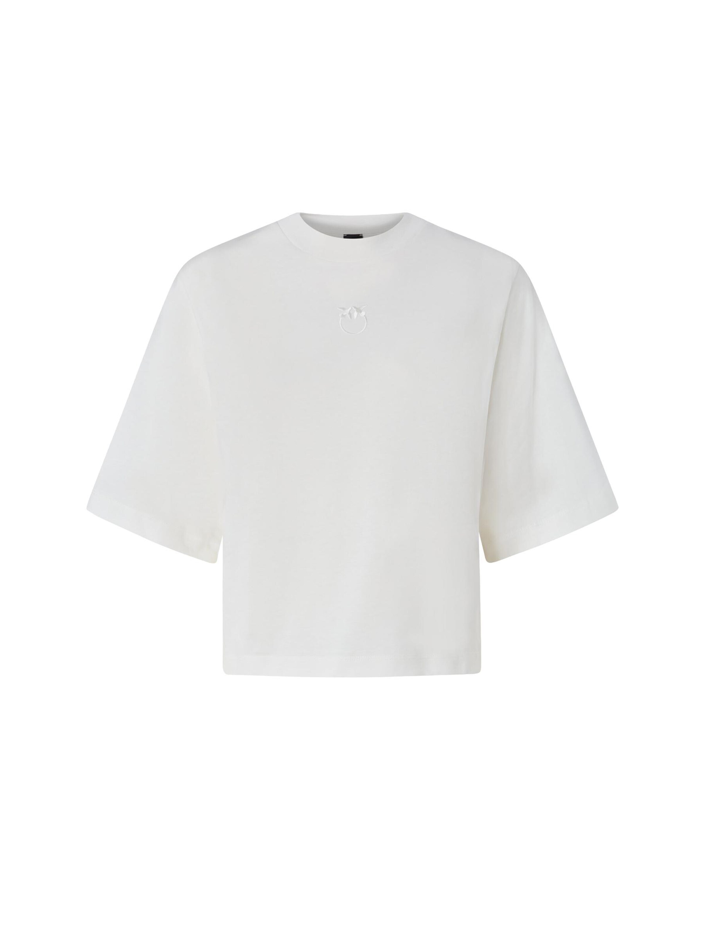 PINKO Koszulka 'PINKO NIAMEY T-SHIRT JERSEY LOGO BIRDS EFFETTO RICAMO T-SHIRT' w kolorze biały: przód