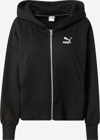 PUMA Zip-Up Hoodie in Black: front