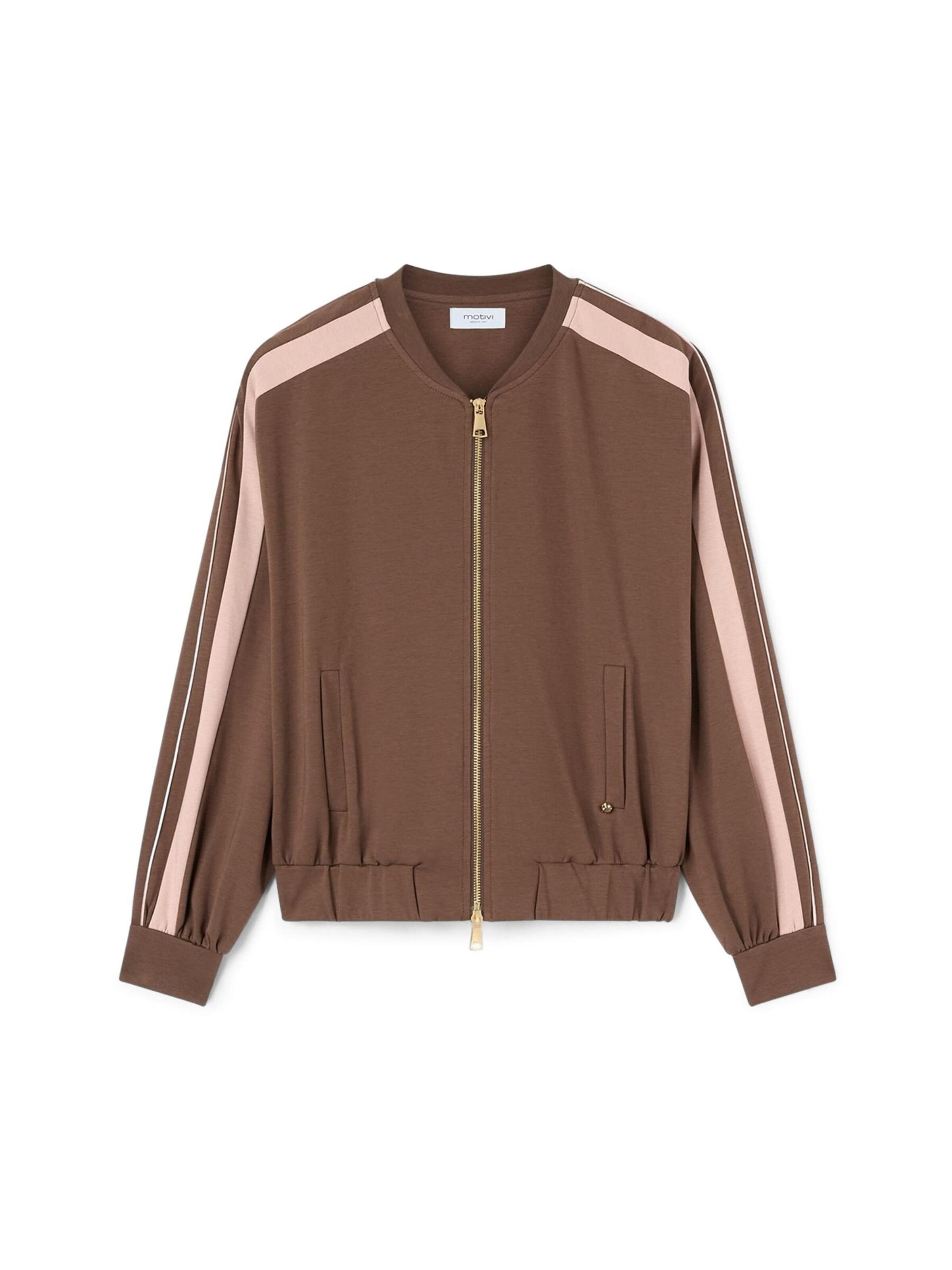 MOTIVI Sweatvest in Bruin: voorkant