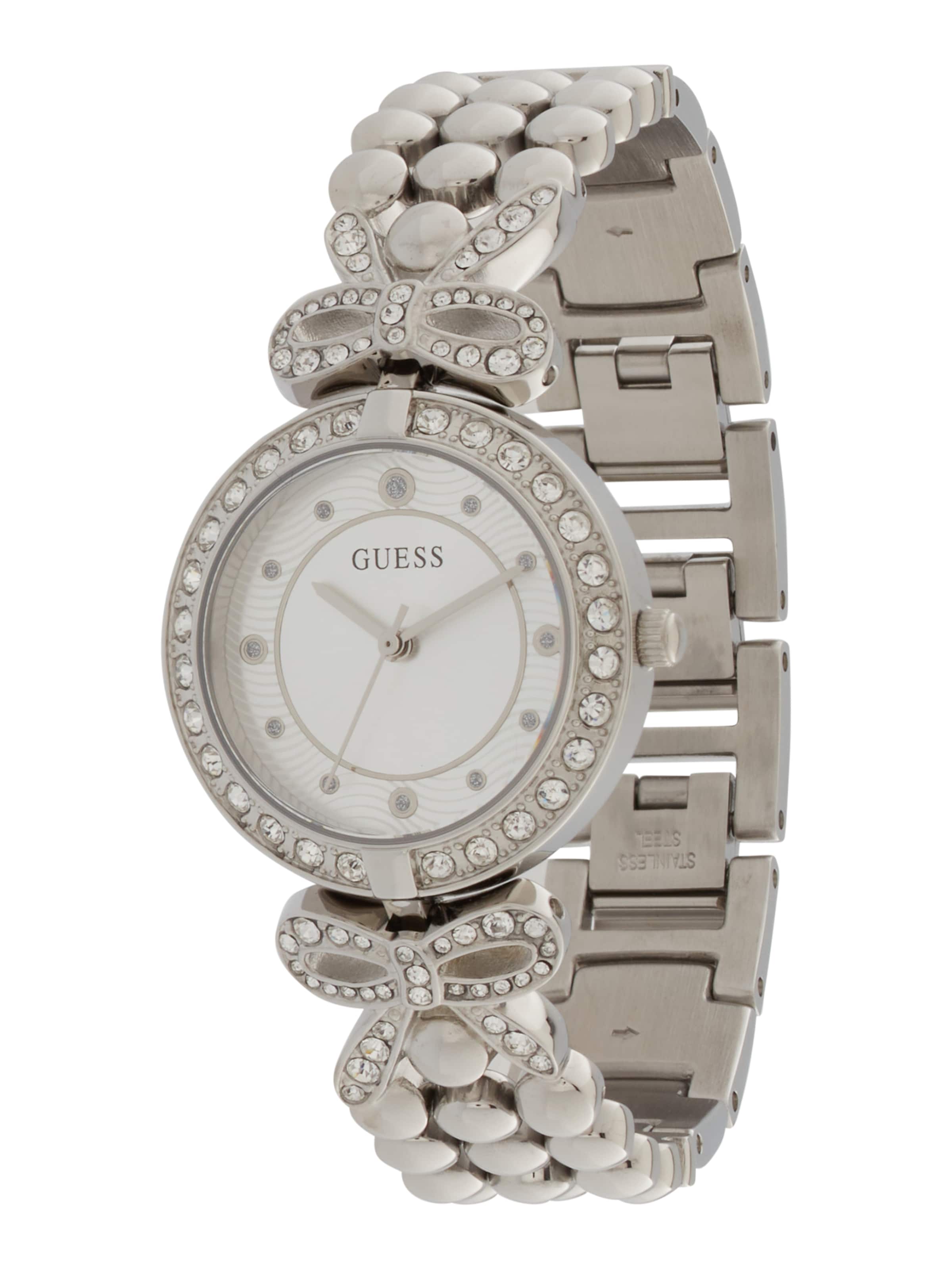 Ceas analogic 'Ribbon' de la GUESS pe argintiu: față