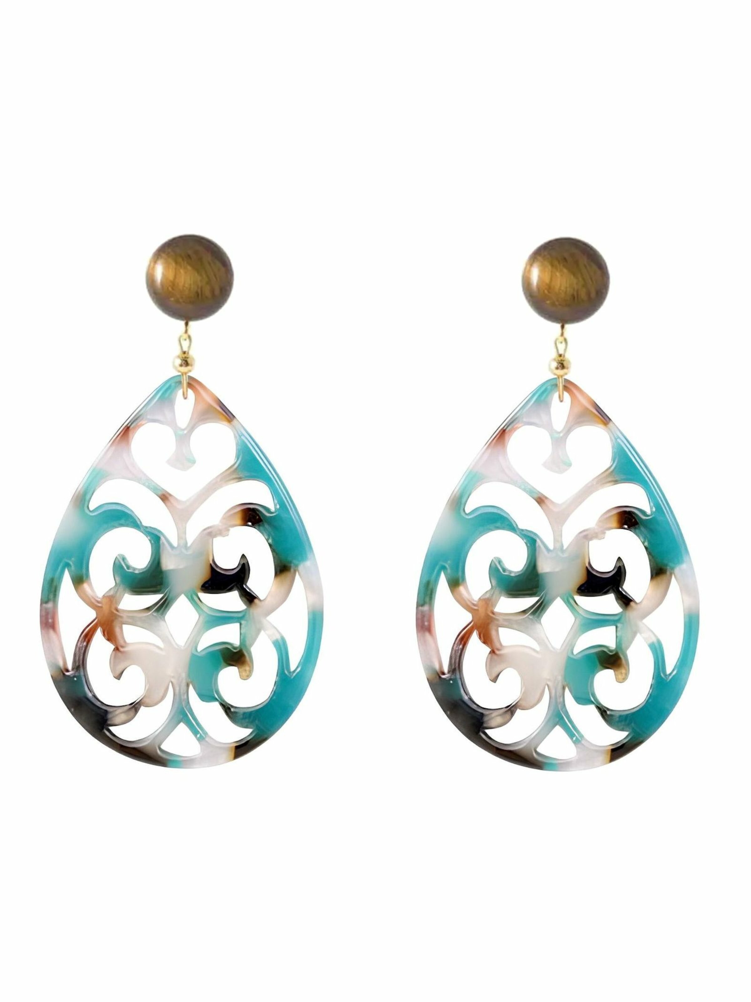 Gemshine Ohrhänger 'BLUE Farbverlauf' in gold, Produktansicht