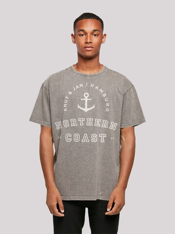 T-Shirt 'Northern Coast Nordsee Knut & Jan Hamburg' F4NT4STIC en gris : devant