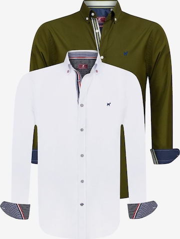 Williot Slim fit Button Up Shirt in Green: front