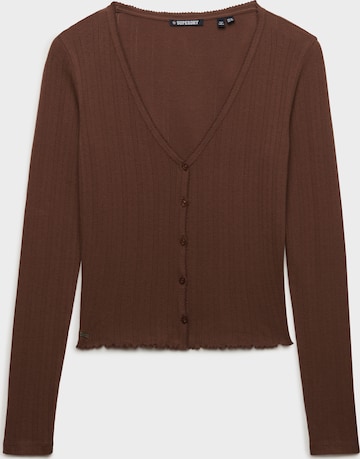 Superdry & Co Knit Cardigan 'Athletic Essential' in Brown: front