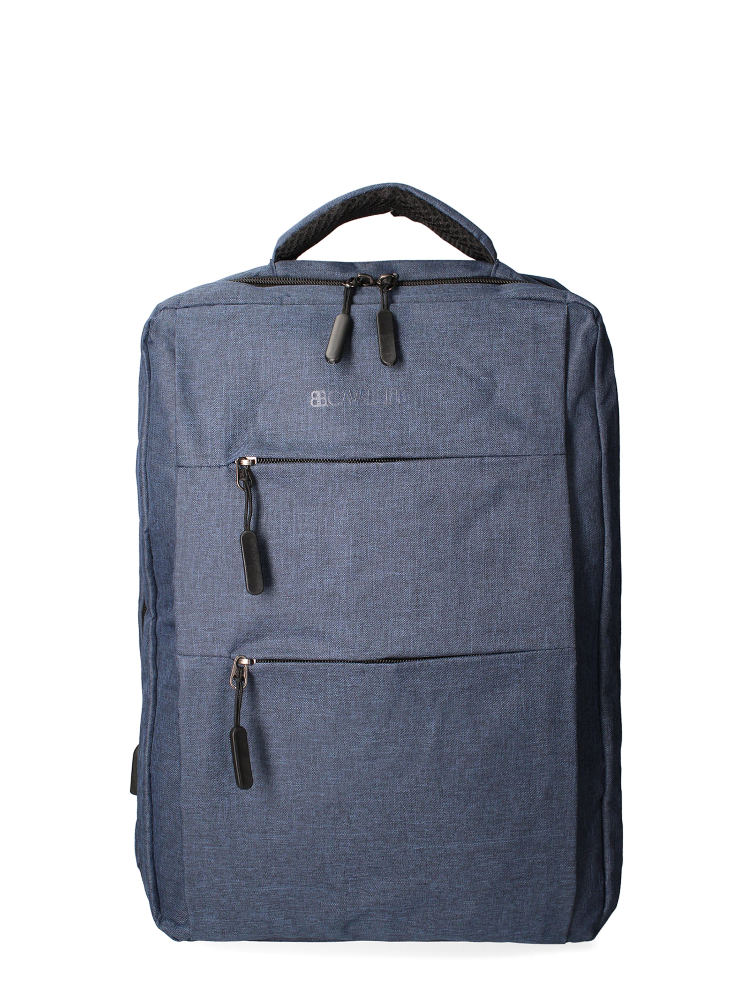 Zaino 'Zaino Unisex Nylon 100% con Zip e Tasche Multifunzionali - 30x43x13 cm' di B. Cavalli in blu: frontale