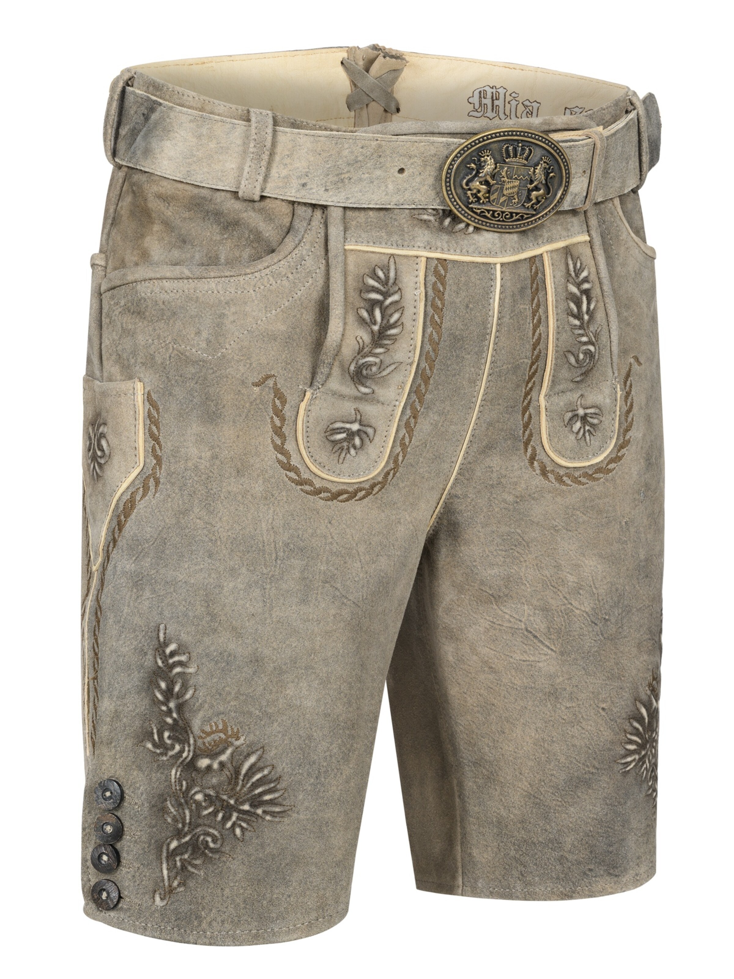 Trachtenhof Nübler Regular Traditional Pants 'Lederhose kurz Flavi' in Brown: front