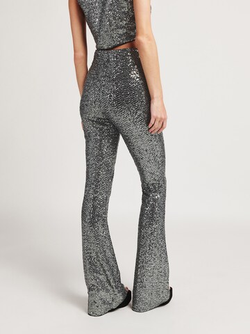 UNFOLLOWED x ABOUT YOU Flared Pants 'HYPNOTIZED ' in Silver: back