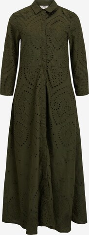 OBJECT Shirt Dress 'Broderie Anglaise' in Green: front