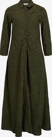 OBJECT Shirt Dress 'Broderie Anglaise' in Green: front