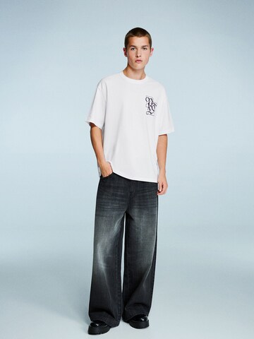 Bershka T-Shirt 'POINTLESS' in Weiß