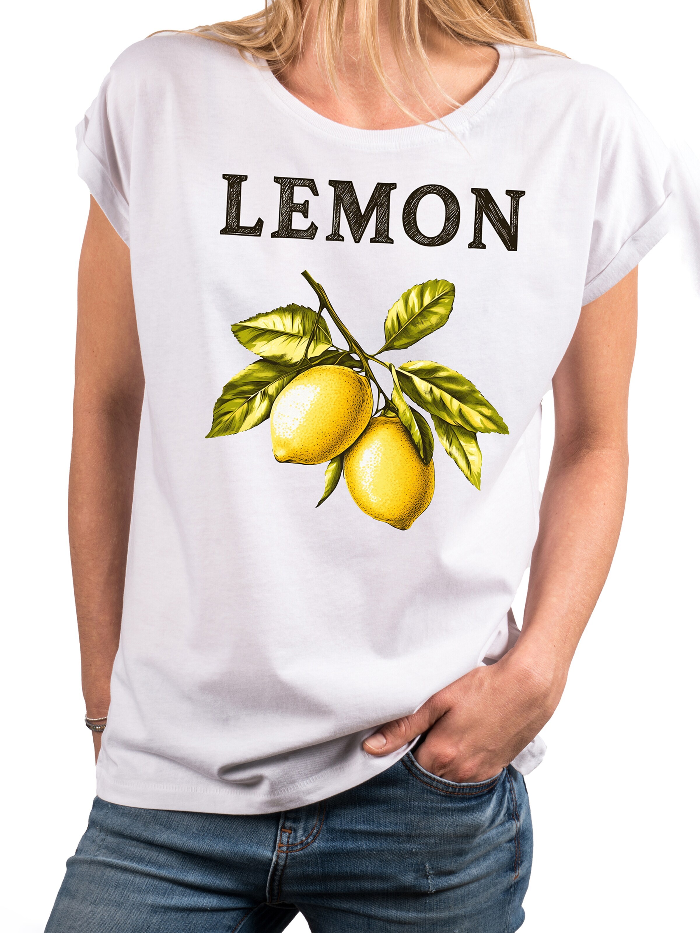 MAKAYA Shirt 'Lemon' in White