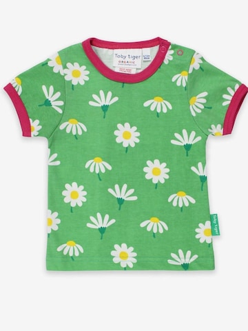 Toby Tiger Shirt 'Bio-Baumwoll Kinder Shirt kurzarm mit Gänseblümchen-Druck' in Green: front