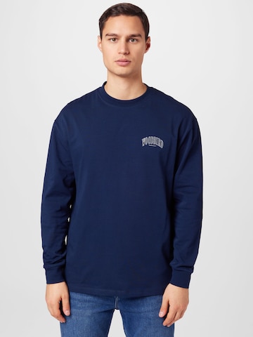 Woodbird T-shirt 'Hanes' i blå: framsida