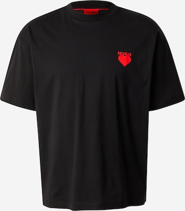 HUGO Тениска 'Dewdam' в черно: отпред