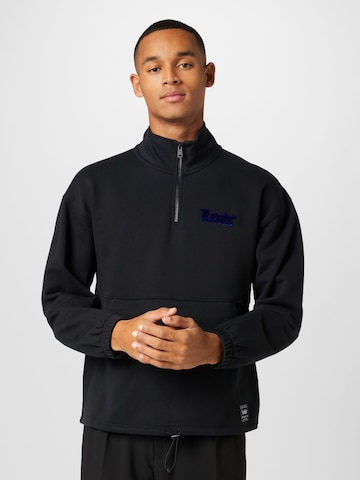 LEVI'S ® Sweatshirt 'RLXD Graphic 1/4 Zip Pch' in Zwart: voorkant
