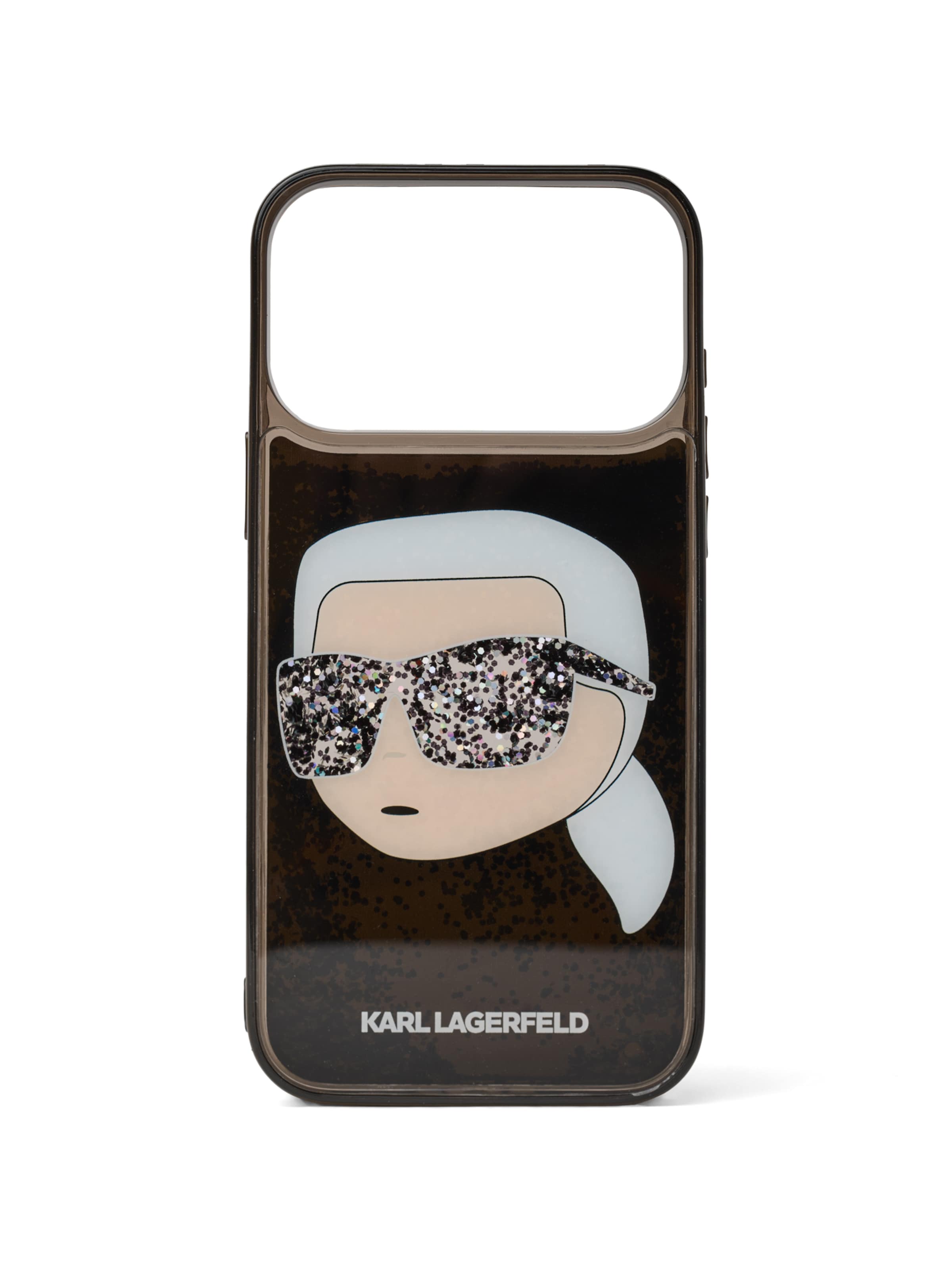 Custodia per smartphone ' GLITTER IPHONE 17 PRO-MAX ' di Karl Lagerfeld in nero: frontale