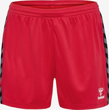 Hummel Regular Workout Pants in Red: front