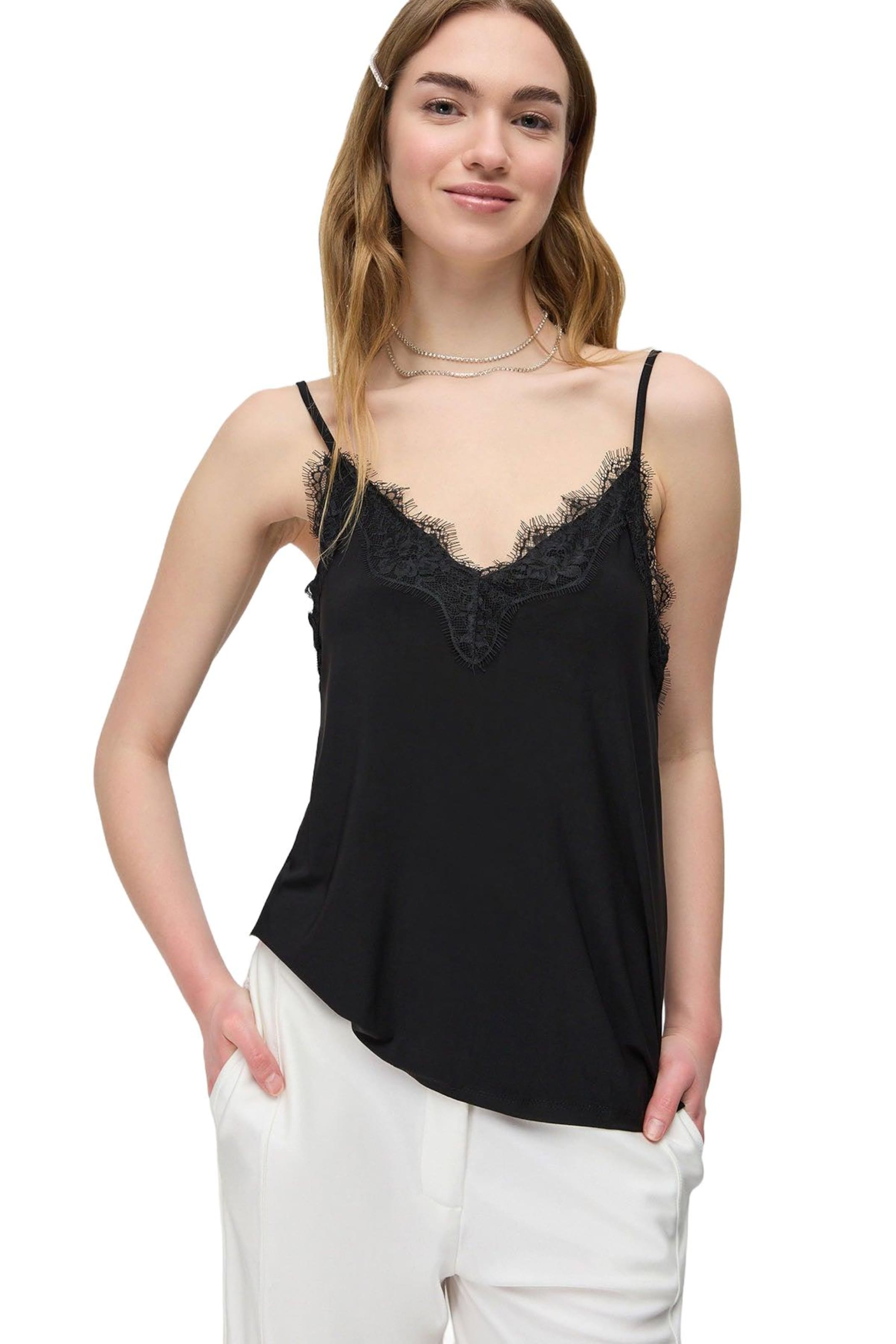 No Matter What Top in Schwarz: Vorderseite