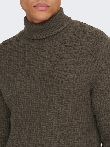 Only & Sons Sweter 'Kay' w kolorze brązowy