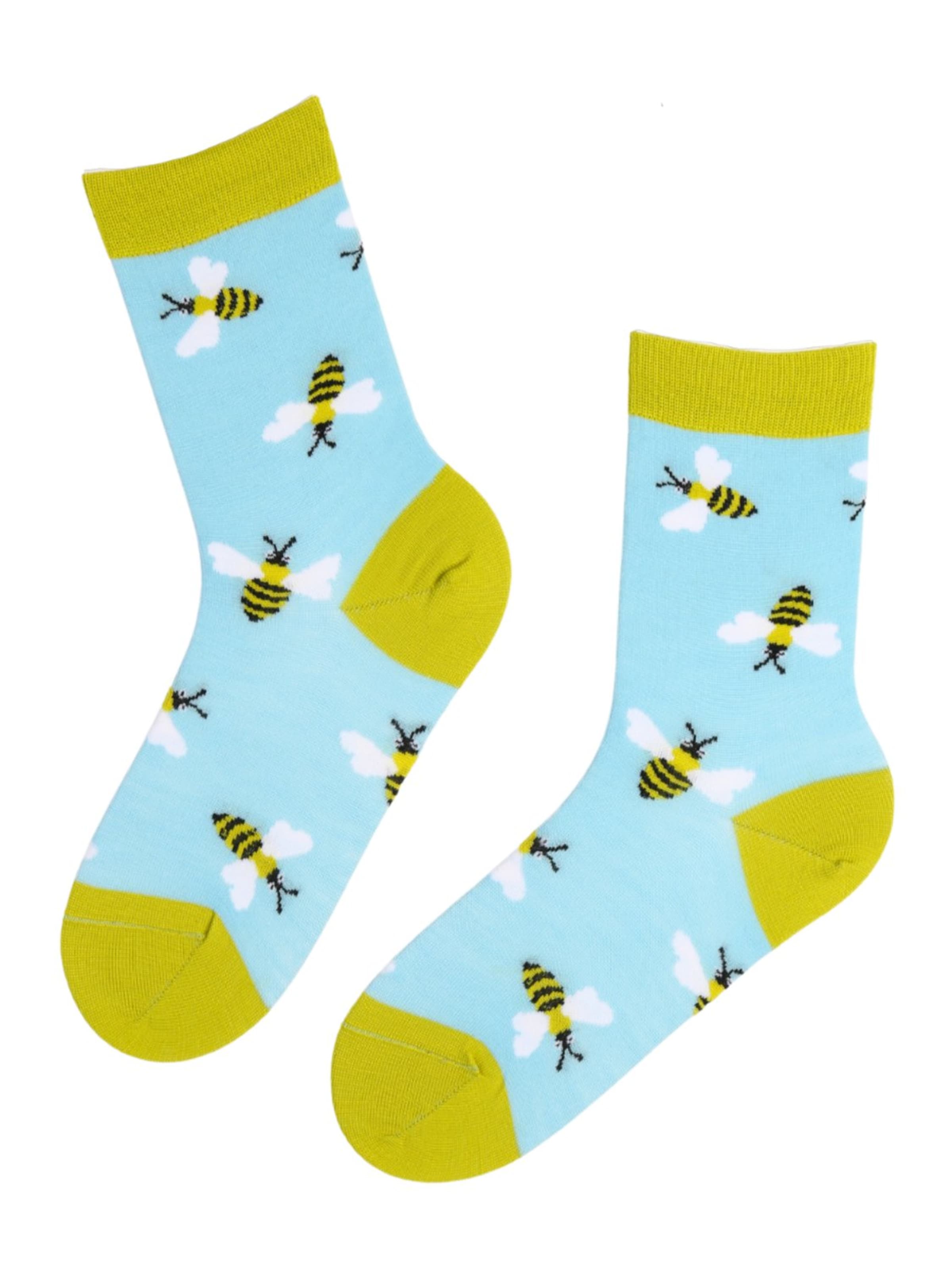 Sokisahtel Sokken 'ZUMZUM merino wool socks with bees' in Blauw: voorkant