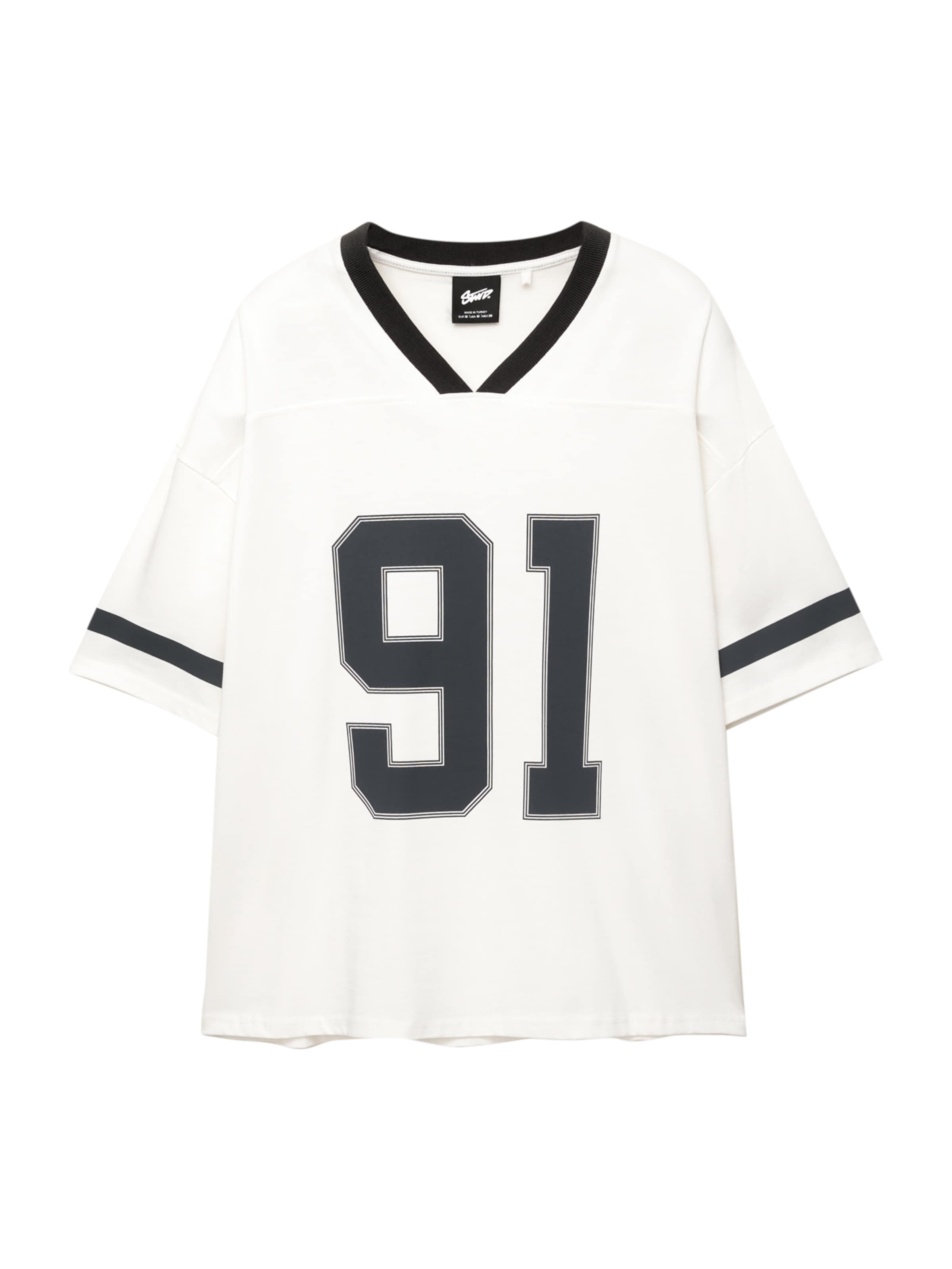 Pull&Bear Bluser & t-shirts 'STWD' i sort / hvid, Produktvisning