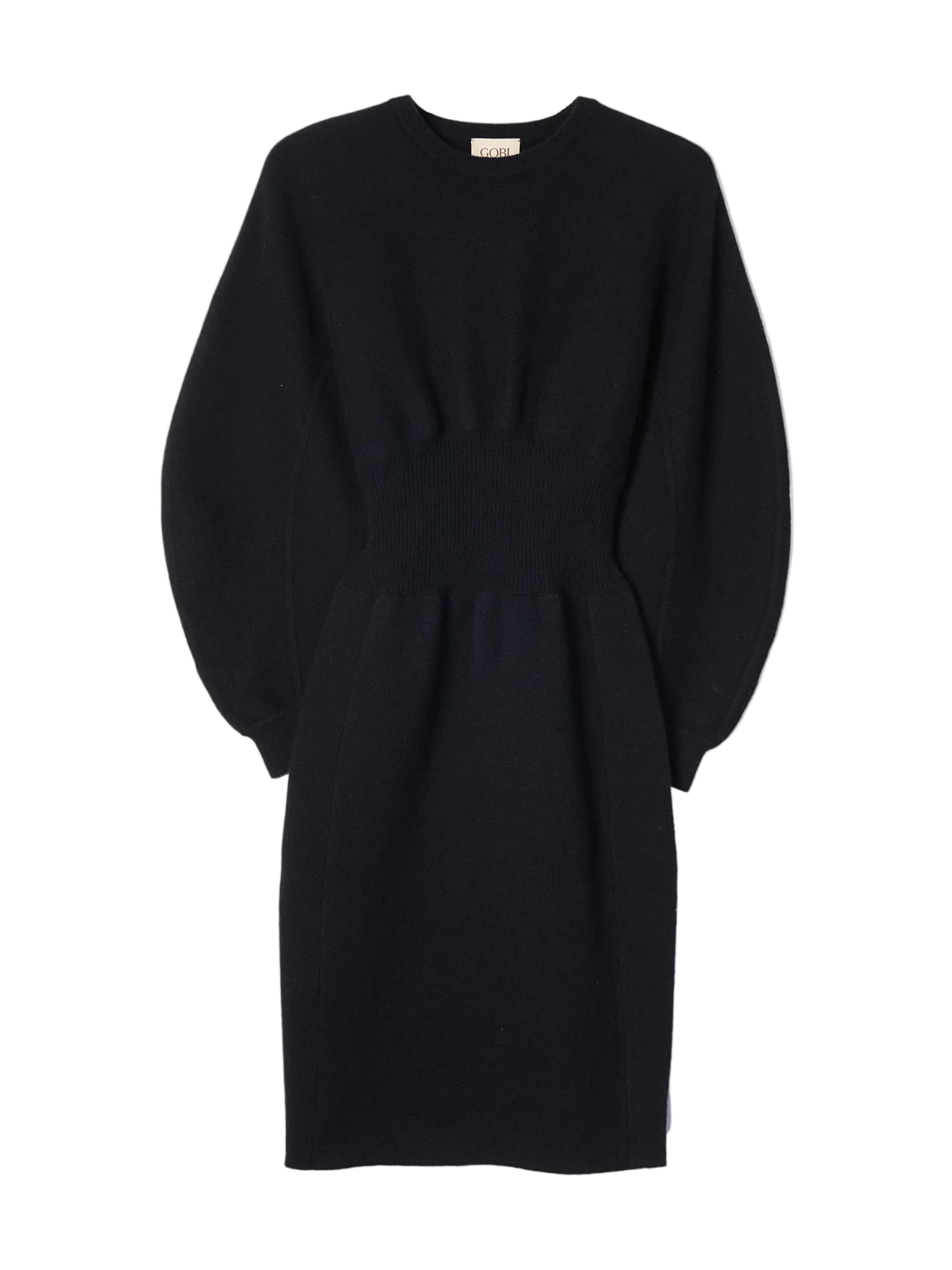 GOBI Cashmere Dress 'Cashmere Sculptural Dress' in Black: front