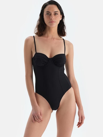 Dagi - Bustier Traje de baño en negro: frente