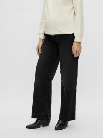 MAMALICIOUS Wide leg Jeans 'Trona' in Zwart: voorkant