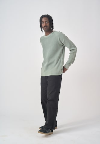 Cleptomanicx Sweater 'Boxy Crewneck Thermal' in Green