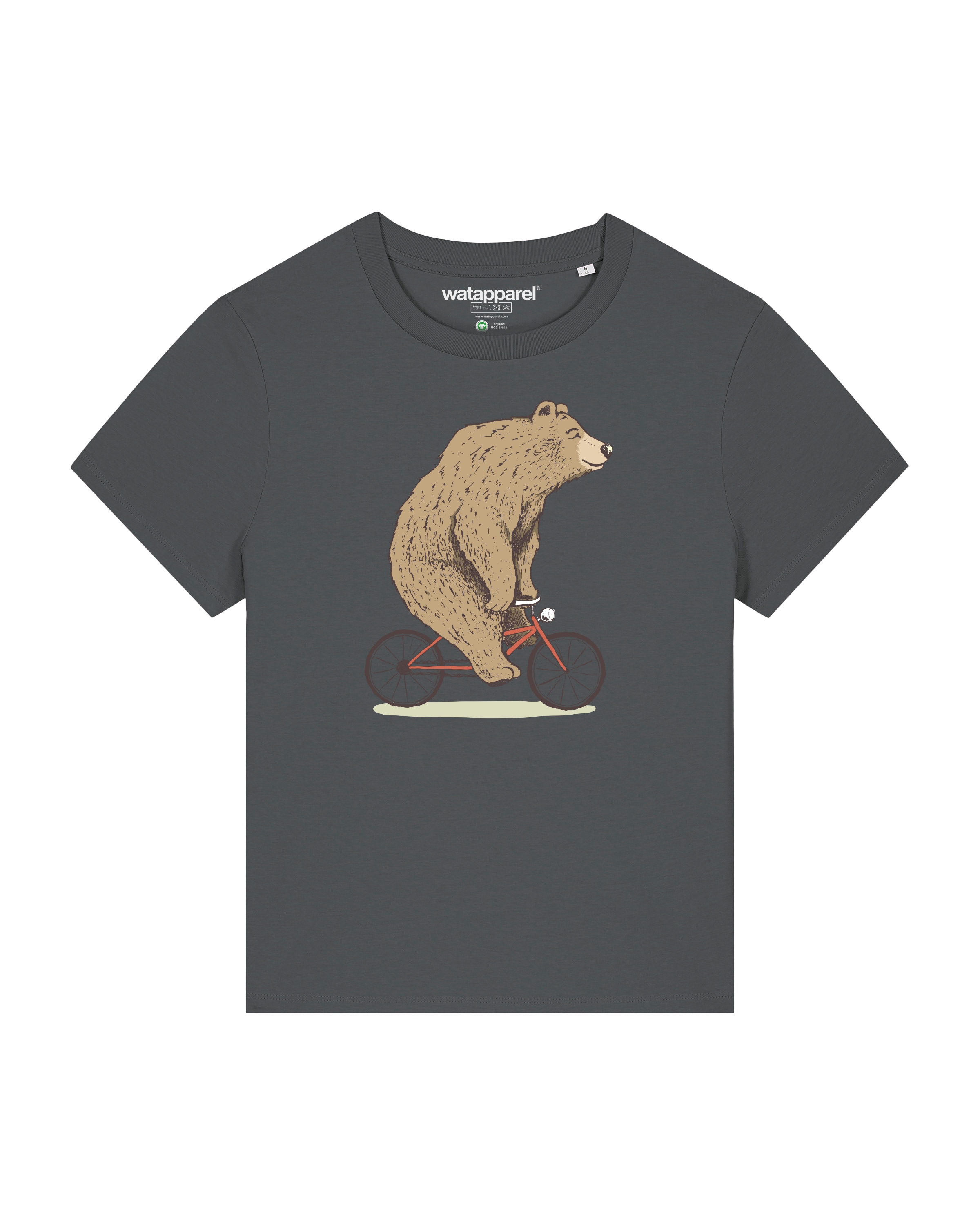 Watapparel Shirt ' Fahrradbär ' in Grijs: voorkant