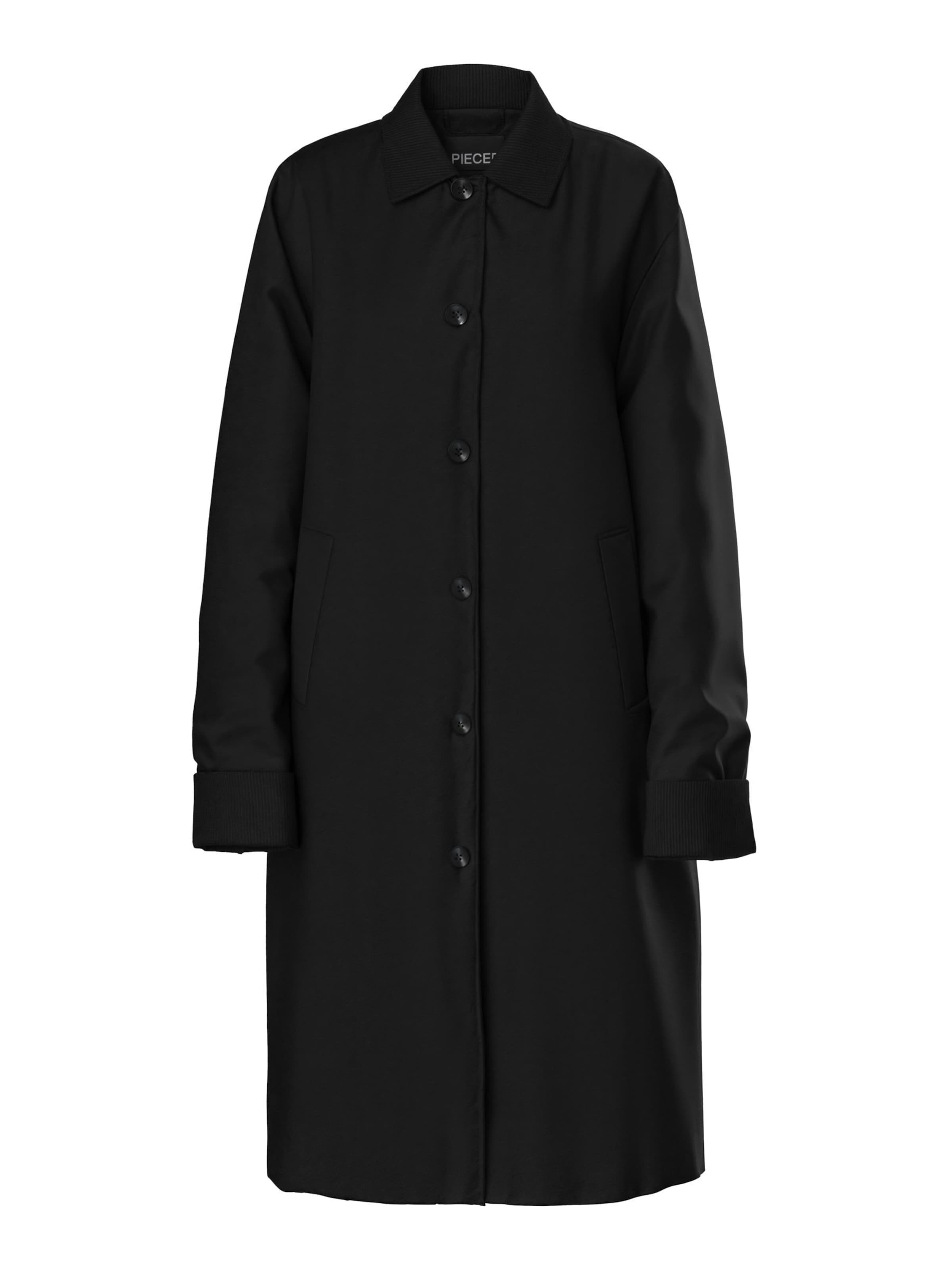 PIECES Between-Seasons Coat 'JORMA' in Black: front