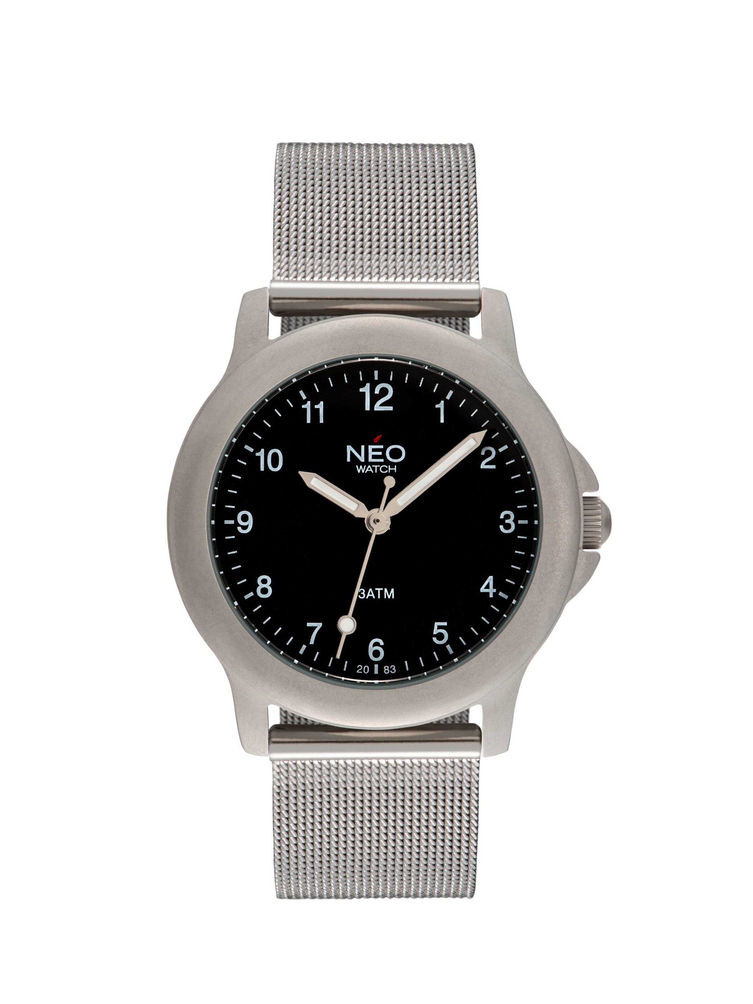 NEO watch Analoguhr 'Damenuhr Armbanduhr Quarzuhr PURE BLACK'‌‌‌‌‌‌‌‌‌ in Silber: Vorderseite