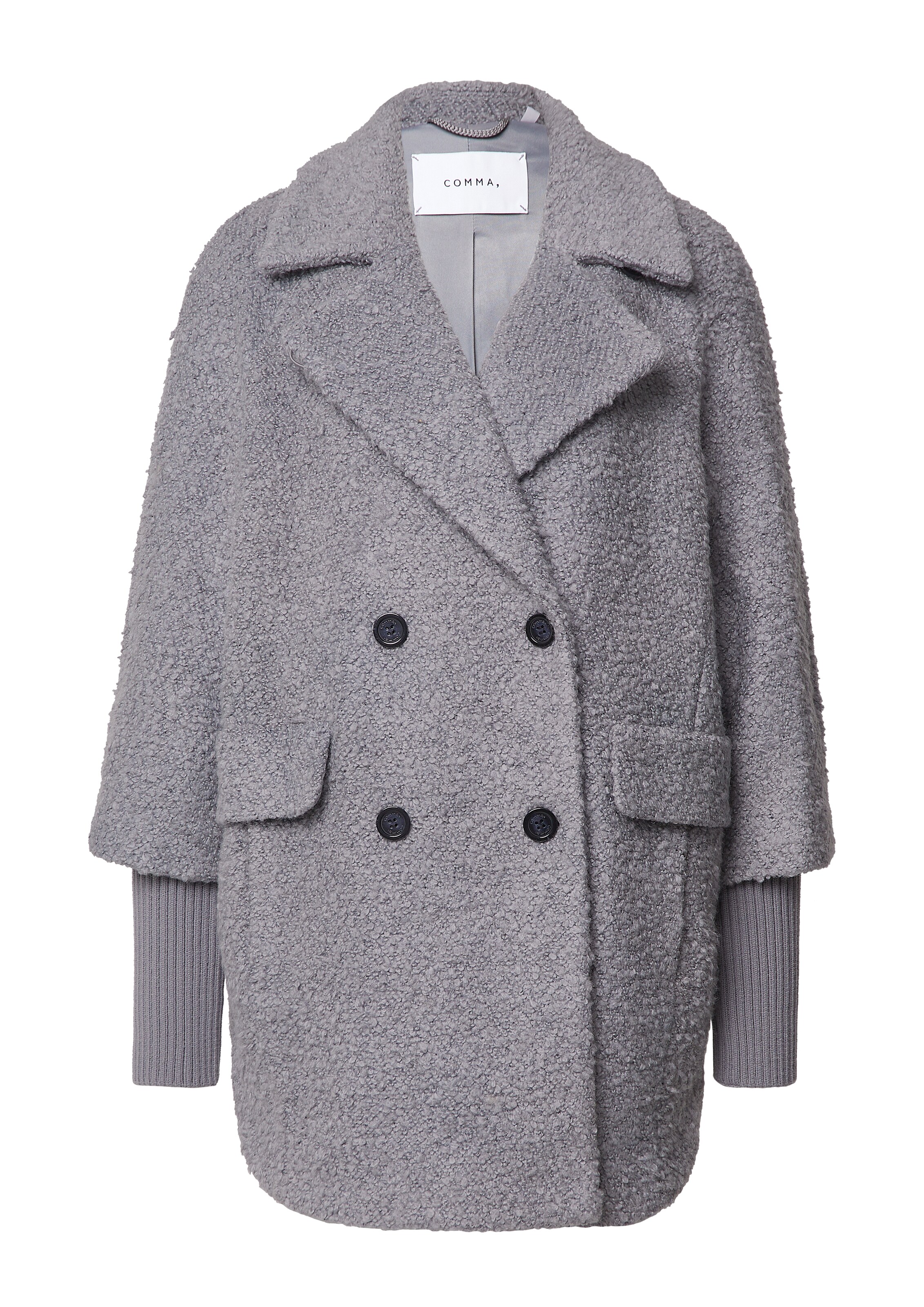 COMMA Between-Seasons Coat in Grey: front