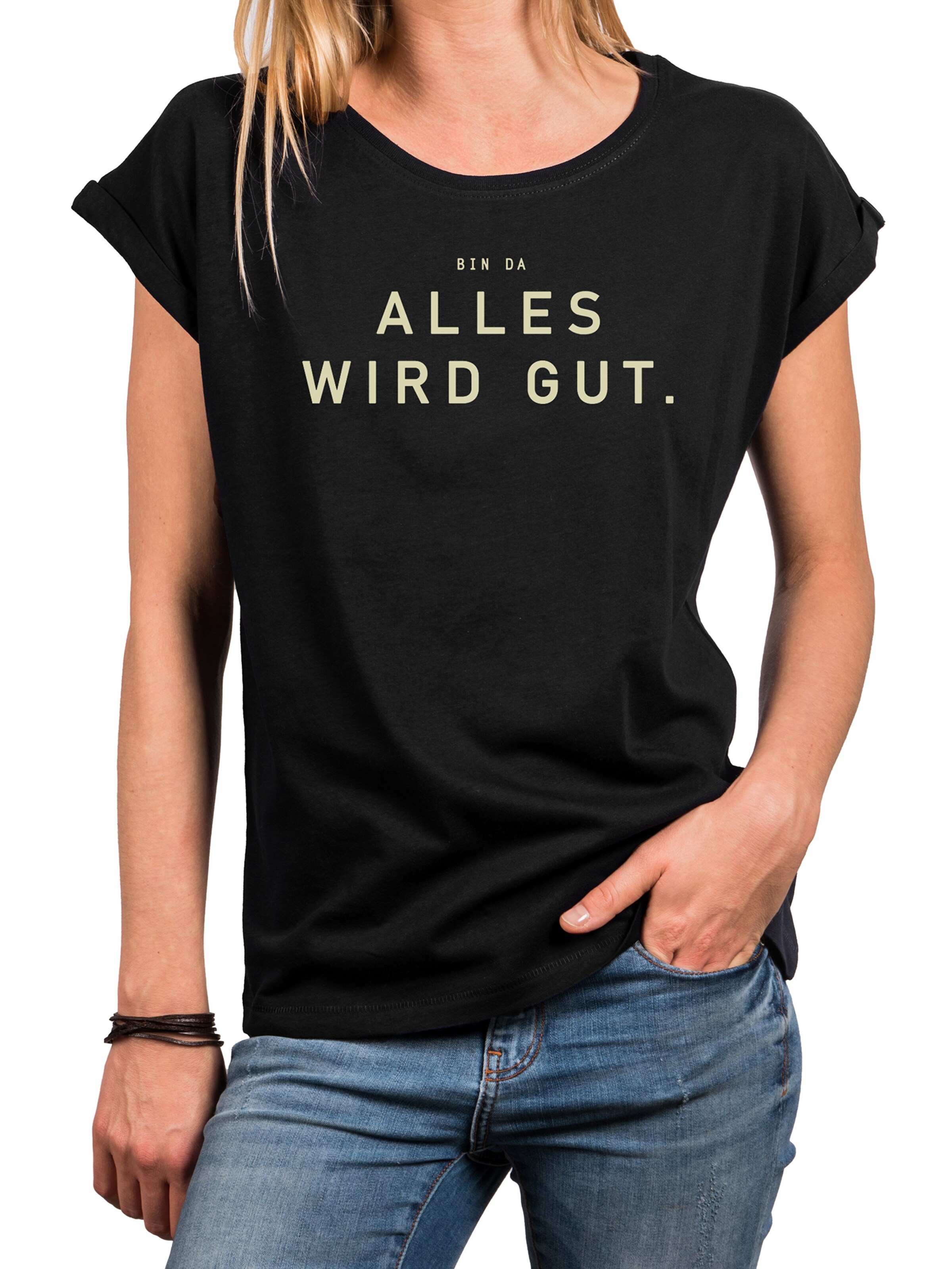 MAKAYA Shirt 'Bin da alles wird gut' in Black
