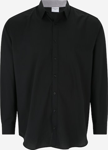 Jack & Jones Plus - Ajuste regular Camisa 'Belfast' en negro: frente