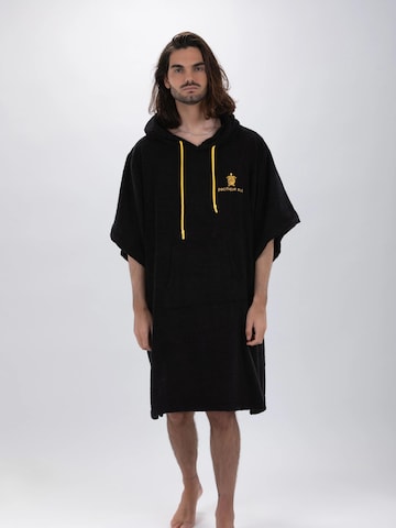 Pacifique Sud Athletic Robe 'Poncho Surf - Einheitsgröße - Tencel - Mit Ärmeln' in Black