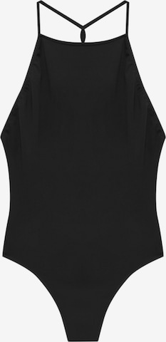 Pull&Bear Shirt Bodysuit in Black: front
