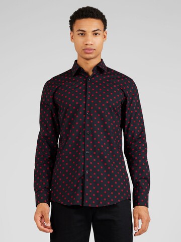 HUGO Slim fit Button Up Shirt 'Kenno' in Black: front