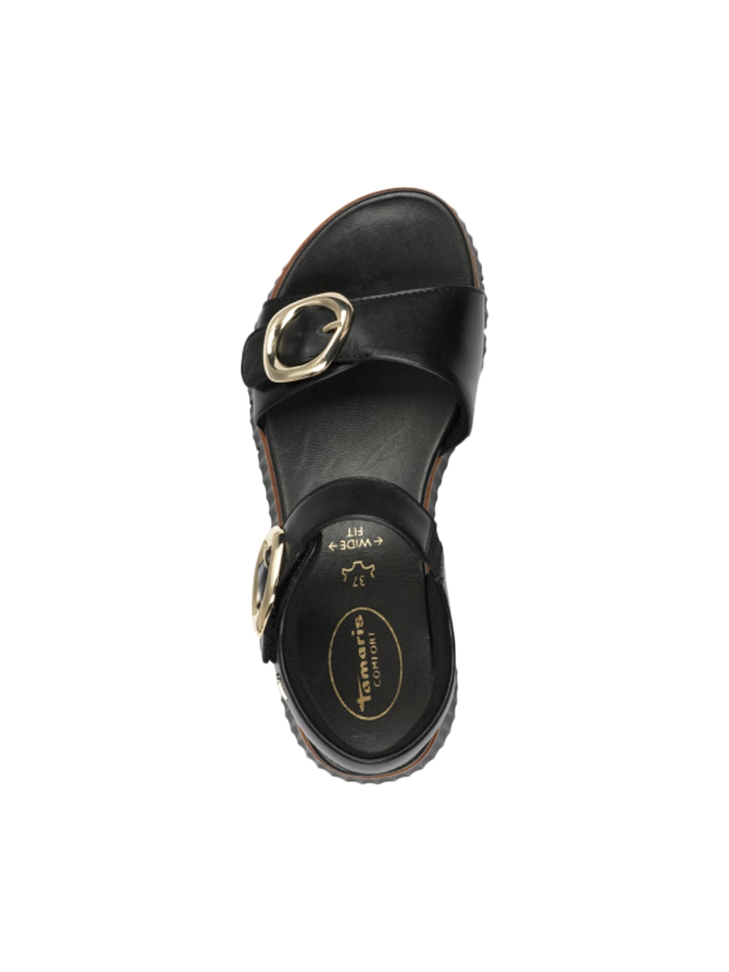 Sandales 'Bequeme Keilabsatz-Sandalen aus Leder' Tamaris en beige