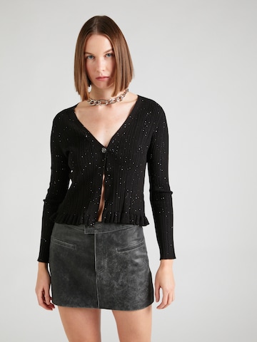 GUESS Knit cardigan 'ESTELLE' in Black: front