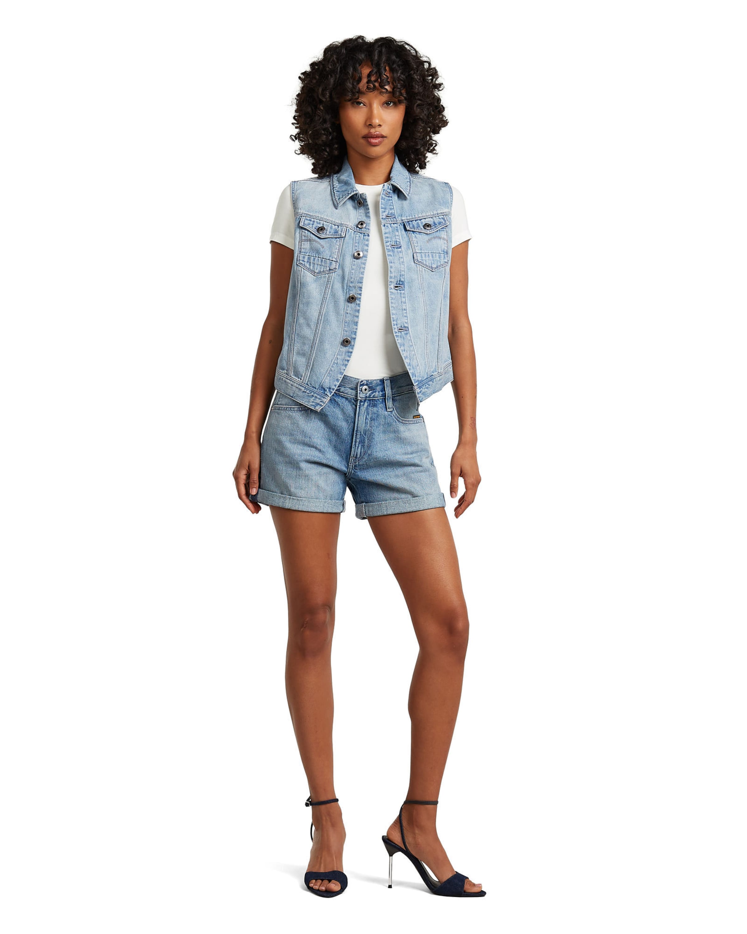 G-STAR Jacket - 'Pitched Hem Slim Vest' in Blau