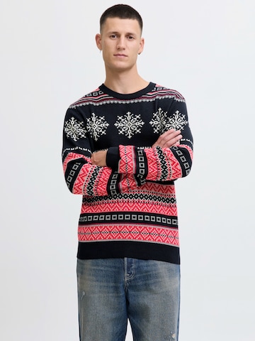 JACK & JONES Pullover 'JJXMAS NOEL' in Blau: Vorderseite