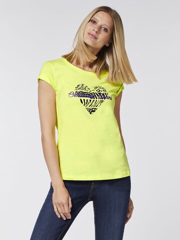 Oklahoma Jeans Shirt ' mit Herz-Motiv und Logo-Schriftzug ' in Yellow