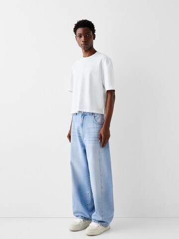 Wide leg Jeans de la Bershka pe albastru