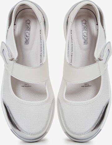 CESARE GASPARI Ballet Flats with Strap in White