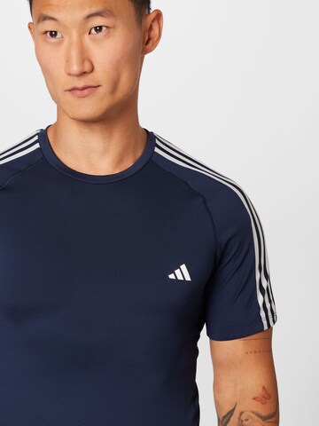 mėlyna ADIDAS PERFORMANCE Sportiniai marškinėliai 'Techfit 3-Stripes '