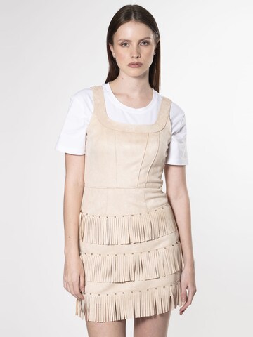 Influencer Dress in Beige: front