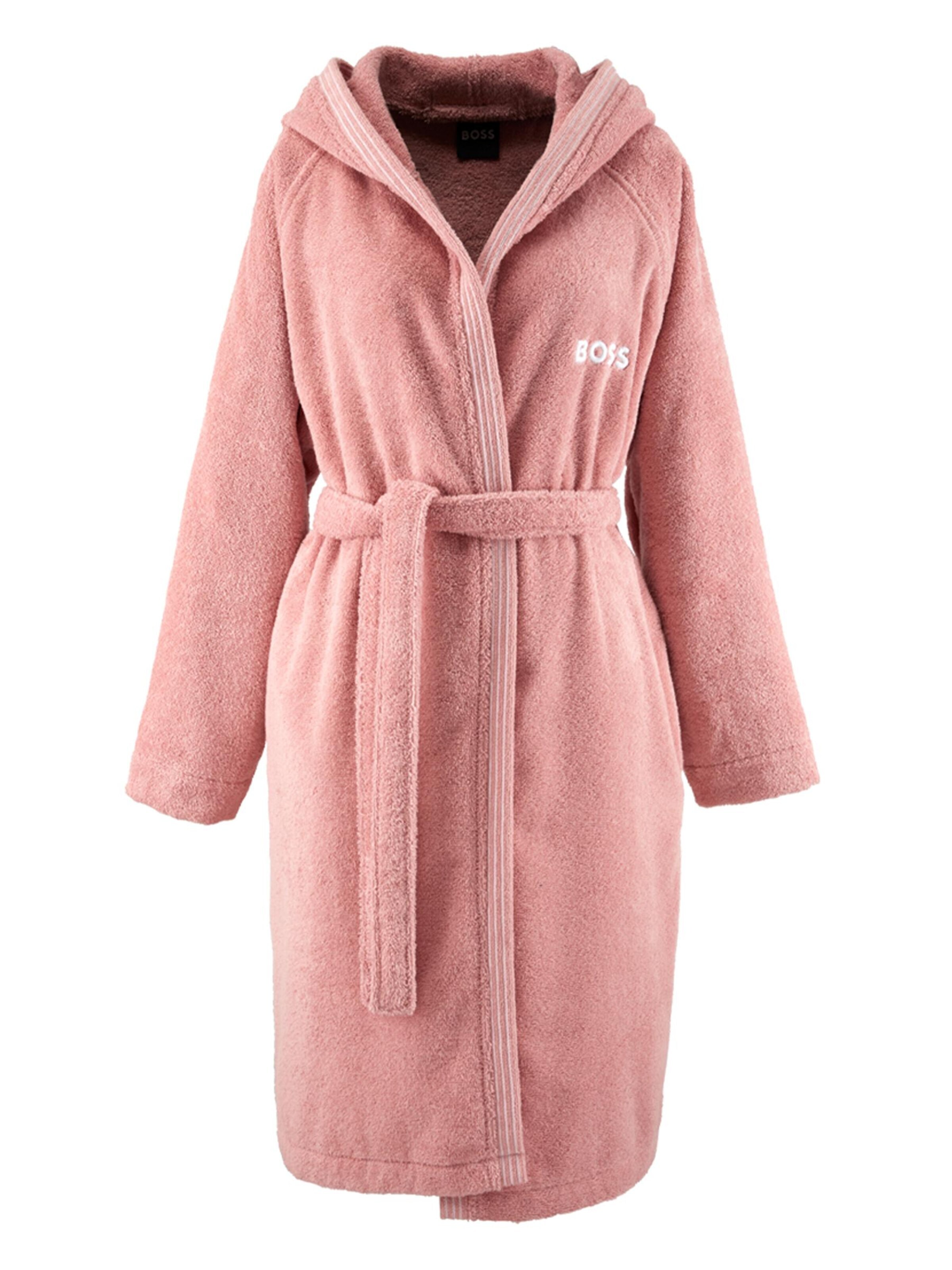 BOSS Home Long Bathrobe 'EDGE' in Pink: front